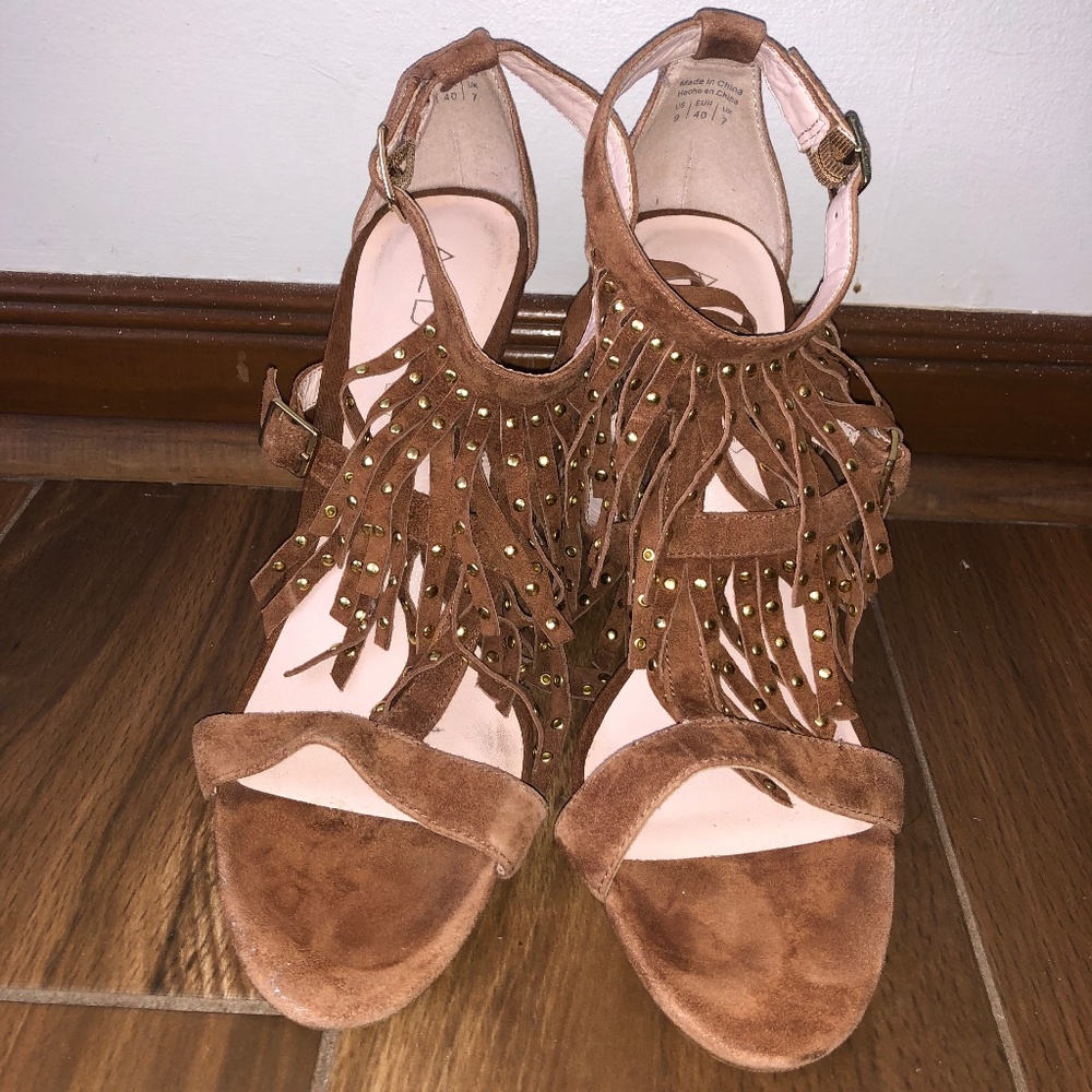 Aldo Suede Tassel Heels - size 9